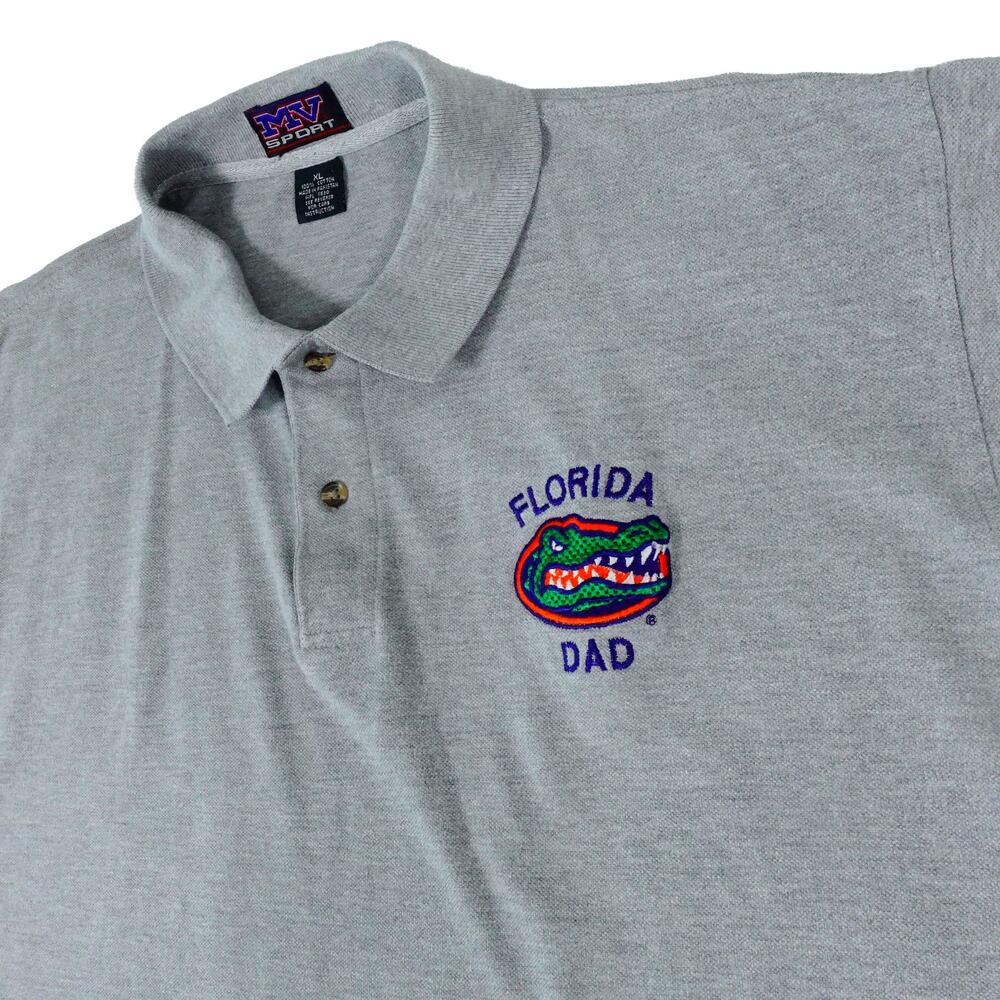 Florida Gators Dad Vintage Football NCAA MV Sports Gray Golf Polo Cotton XL